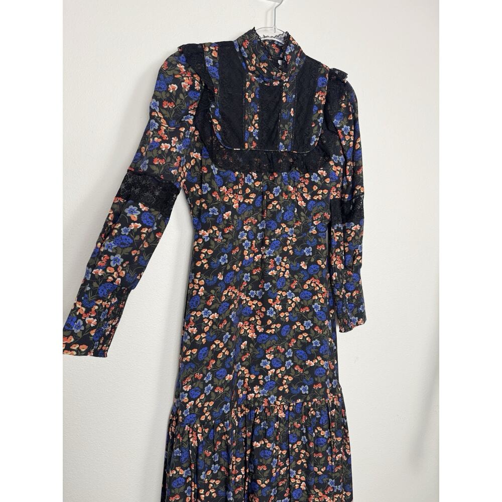 Hunter Bell A-line Midi Dress Women’s 2 Anthropologie Modest Floral Wild Rose
